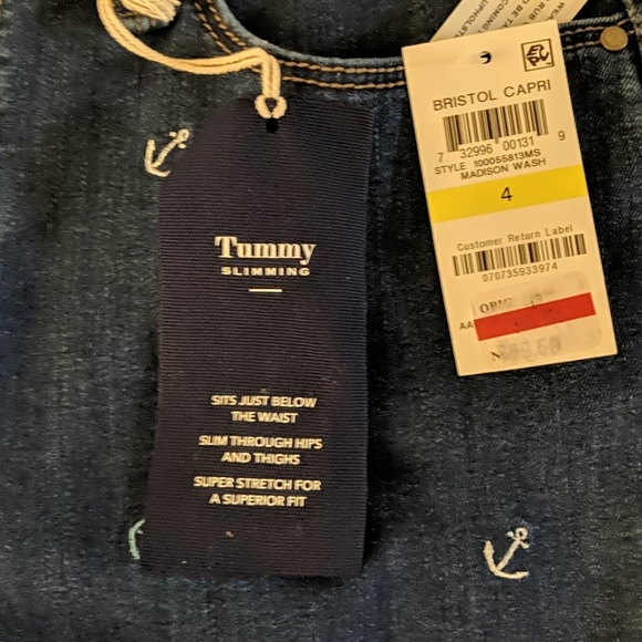 Charter Club tummy slimming Capri jeans Sz 4 NWT - Picture 5 of 9